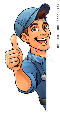 Handyman Mechanic Painter Plumber Cartoon Mascot 138590435