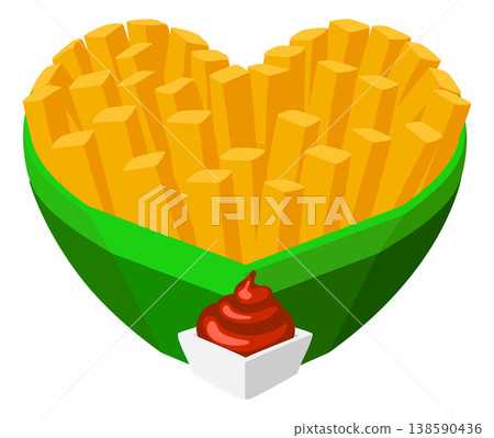 Love of French Fries Chips Heart Shaped Fast Food Love of French Fries Chips Heart Shaped Fast Food 138590436