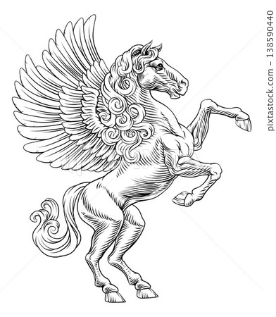 Heraldic Coat of Arms Crest Rearing Pegasus Heraldic Coat of Arms Crest Rearing Pegasus 138590440