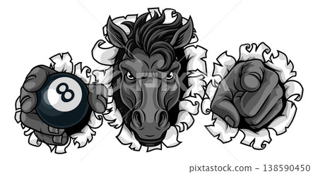 Horse Mustang Stallion Pool Billiards Sport Mascot Horse Mustang Stallion Pool Billiards Sport Mascot 138590450