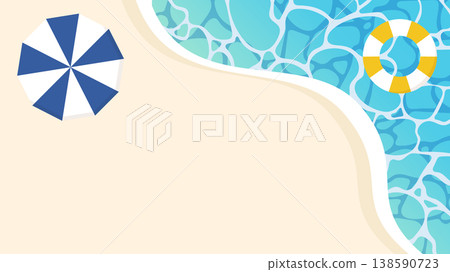 Summer beach, sandy beach, parasol, text space Summer beach, sandy beach, parasol, text space 138590723