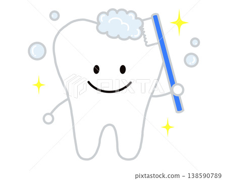 Tooth character brushing teeth Tooth character brushing teeth 138590789