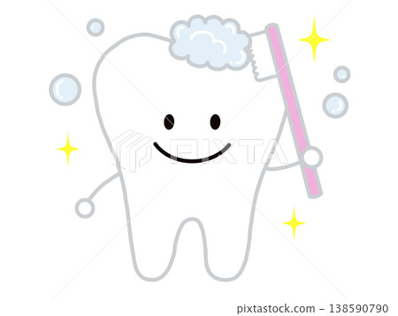 Tooth character brushing teeth 138590790