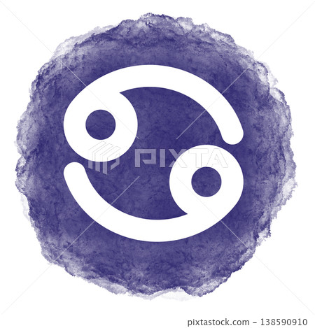 癌症符號水彩輪廓圖標 138590910