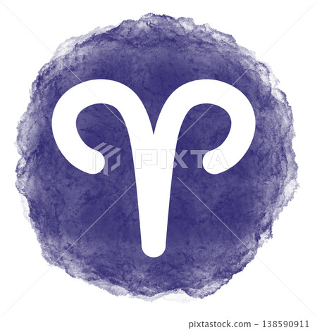 白羊座符號水彩輪廓圖標 白羊座符號水彩輪廓圖標 138590911