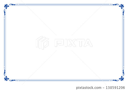 European vintage frame background material A single blue antique frame placed on a white background 138591206