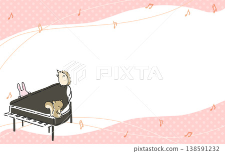 Animals playing happily and a piano frame 138591232