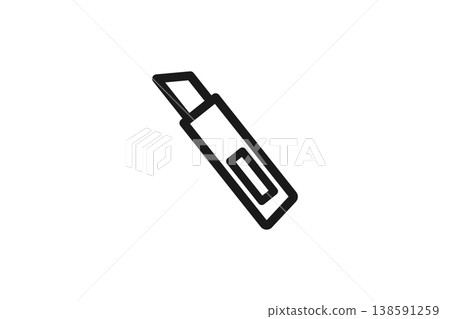 Simple line art icon of a utility knife 138591259