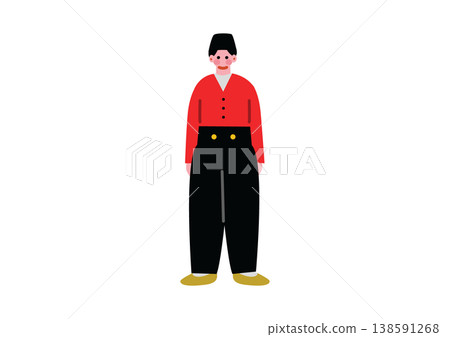 An illustration of a man wearing traditional Dutch folk clothing. An illustration of a man wearing traditional Dutch folk clothing. 138591268