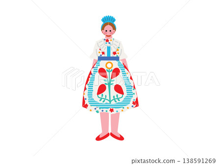 Illustration of a woman wearing traditional Hungarian folk costume. Illustration of a woman wearing traditional Hungarian folk costume. 138591269