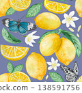Lemon watercolor pattern 138591756