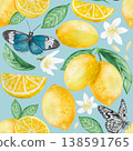 Lemon watercolor pattern 138591765