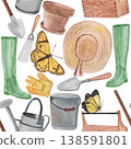 Garden watercolor pattern 138591801
