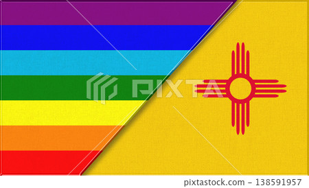 Flags of LGBT and New Mexico. LGBT and New Mexico official flags Flags of LGBT and New Mexico. LGBT and New Mexico official flags 138591957