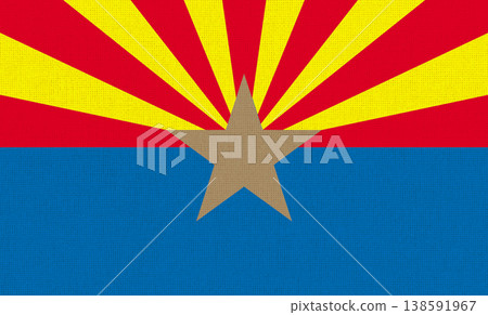 Flag of American state Arizona flag on fabric surface. Arizona state flag Flag of American state Arizona flag on fabric surface. Arizona state flag 138591967