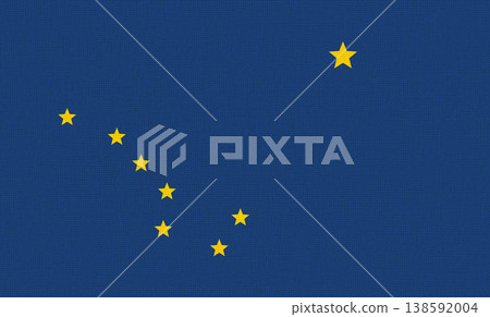 Flag of American state Alaska flag on fabric surface. Alaska state flag on texture Flag of American state Alaska flag on fabric surface. Alaska state flag on texture 138592004
