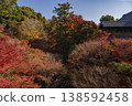 Autumn mountain temple surrounded by autumn leaves 138592458