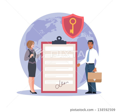 Development of environmental strategy. Access to natural resources, conclusion of agreement, approval, compliance and secure access management in corporate operations vector cartoon concept Development of environmental strategy. Access to natural resources, conclusion of agreement, approval, compliance and secure access management in corporate operations vector cartoon concept 138592509