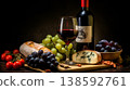 Classic dutch still life painting with wine and fresh fruits for purchase on stock photo platform 138592761