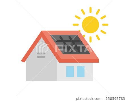 An illustration of a house icon with solar panels installed. An illustration of a house icon with solar panels installed. 138592783