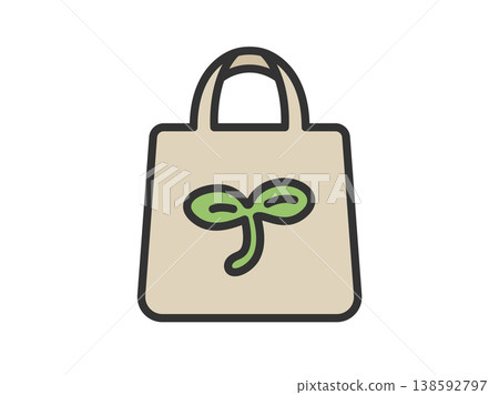 Illustration of a reusable shopping bag icon (line drawing, color) Illustration of a reusable shopping bag icon (line drawing, color) 138592797