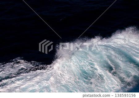 White waves left by a ship's wake: A seascape 138593156