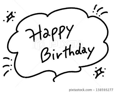 手寫生日快樂祝福語，附對話框和閃光 138593277