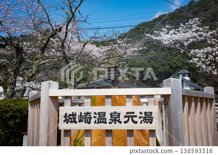 兵庫縣豐岡市城崎溫泉的原始溫泉,此時櫻花正值盛開。 兵庫縣豐岡市城崎溫泉的原始溫泉,此時櫻花正值盛開。 138593316