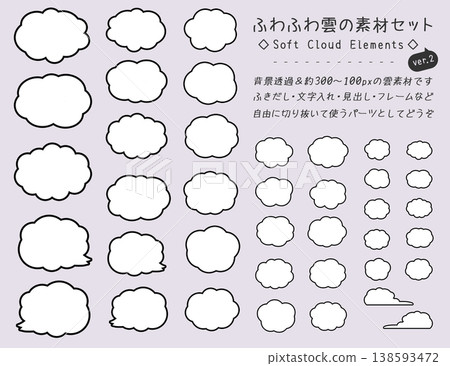 Fluffy Cloud Material Set (Transparent Background) 2 Fluffy Cloud Material Set (Transparent Background) 2 138593472