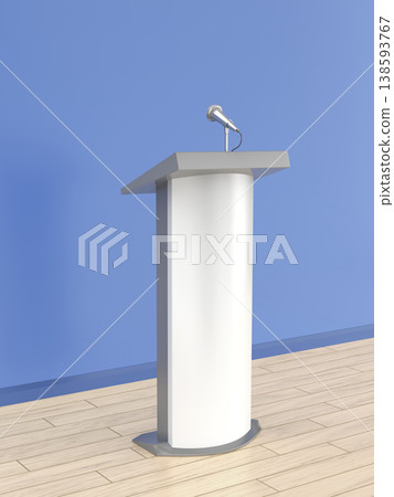 Empty white rostrum with microphone 138593767