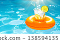 Refreshing Summer Drink Floating in Pool 138594135