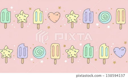 Cute Pastel Popsicle Pattern Illustration Cute Pastel Popsicle Pattern Illustration 138594137