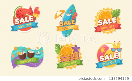 Summer Sale Tropical Banner Set Summer Sale Tropical Banner Set 138594139