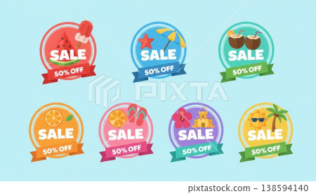 Summer Sale Tropical Banner Set 138594140