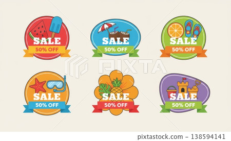 Summer Sale Tropical Banner Set Summer Sale Tropical Banner Set 138594141