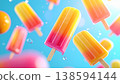Colorful Floating Fruit Popsicles 3D Render 138594144