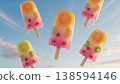 Colorful Floating Fruit Popsicles 3D Render 138594146