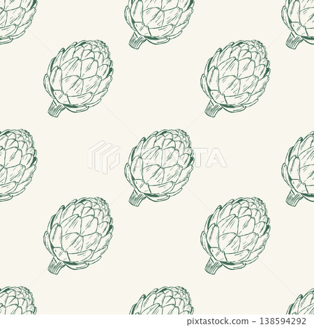 Artichoke seamless pattern in organic food decorative sketch style 138594292