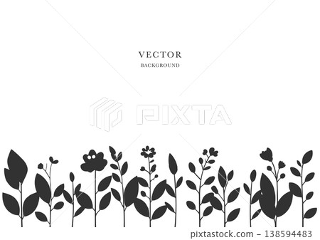 Grass and flower background; hand-drawn style vector illustration of grass and flowers. Grass and flower background; hand-drawn style vector illustration of grass and flowers. 138594483