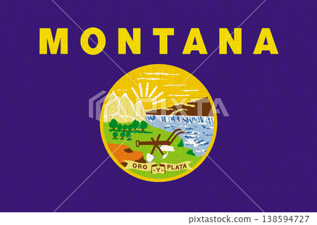 Flag of American state Montana on fabric surface. Montana state flag Flag of American state Montana on fabric surface. Montana state flag 138594727