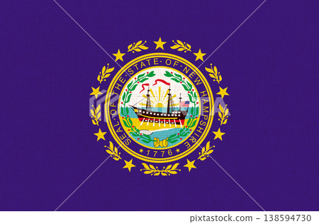 Flag of American state New Hampshire on fabric surface. New Hampshire state flag Flag of American state New Hampshire on fabric surface. New Hampshire state flag 138594730
