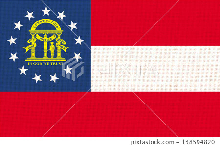 Flag of American state Georgia on fabric surface. Georgian state flag Flag of American state Georgia on fabric surface. Georgian state flag 138594820