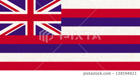 Flag of American state Hawaii on fabric surface. Hawaiian state flag 138594821