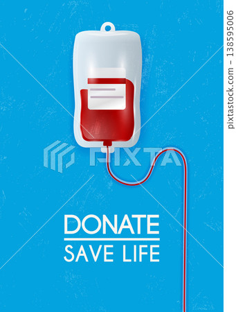 Donate blood bag on blue background. Vector 3d illustration. Donate blood bag on blue background. Vector 3d illustration. 138595006