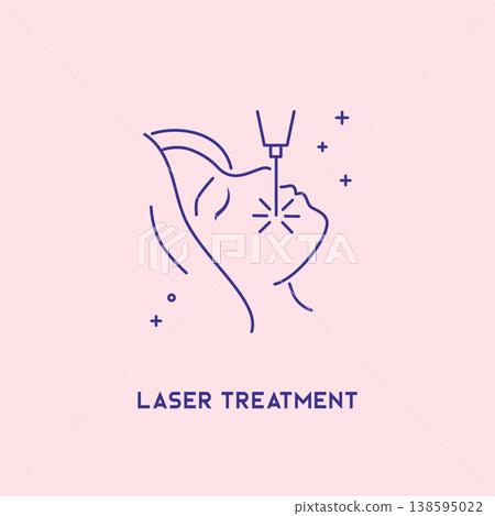Laser treatment icon. Cosmetology concept. Facial laser hair removal, depilation. Laser treatment icon. Cosmetology concept. Facial laser hair removal, depilation. 138595022