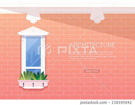 Window background. Facade of red brick. Window background. Facade of red brick. 138595042