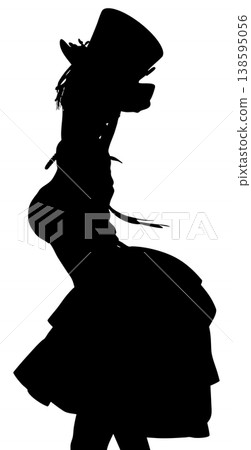 Silhouette of Woman in Top Hat and Flared Dress Silhouette of Woman in Top Hat and Flared Dress 138595056