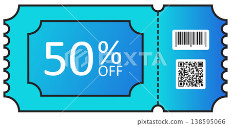 Blue Digital Ticket with QR Code Blue Digital Ticket with QR Code 138595066