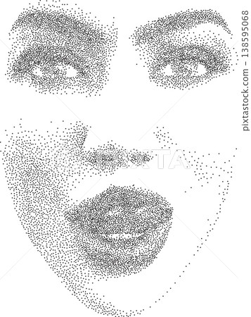 Dotwork Portrait of Womans Face in stipple Style 138595068