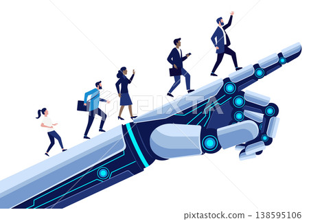 People Walking on Giant Robotic Hand People Walking on Giant Robotic Hand 138595106